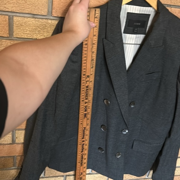 J. Crew Dark Gray Blazer Wool Blend Double Breasted Button Women’s Size 16 - Picture 8 of 11
